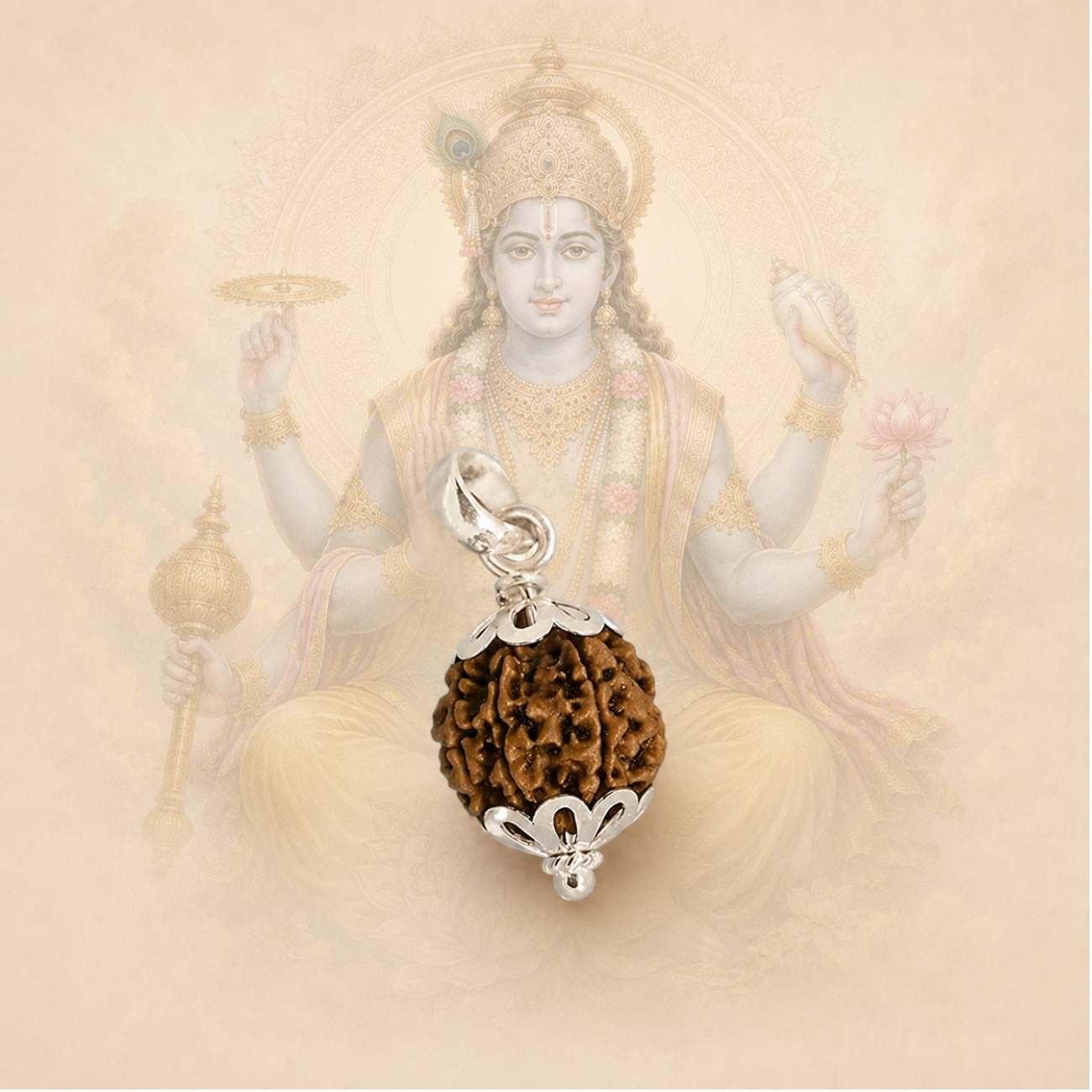 10 Mukhi Rudraksha from Nepal in Silver Caps | Original Ten Mukhi Rudraksha Pendant