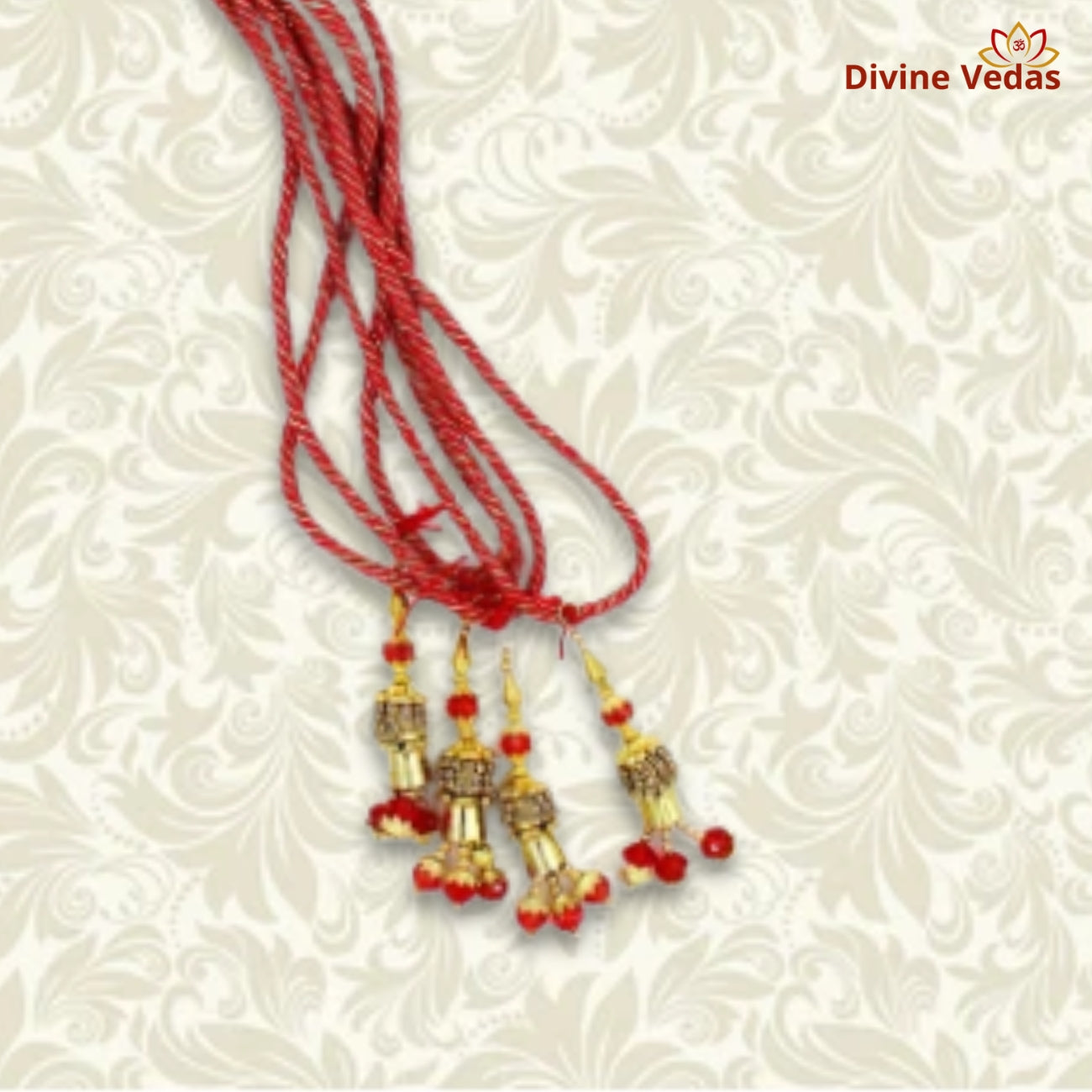 Gujarati Wedding Varmala with Red Gold Tassels – Premium Bride Groom Garland Set