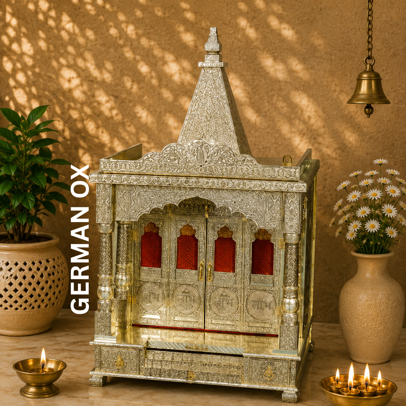 Premium Temple Collection 15 x 21 Inch | Luxury Handcrafted Pooja Mandir for Home