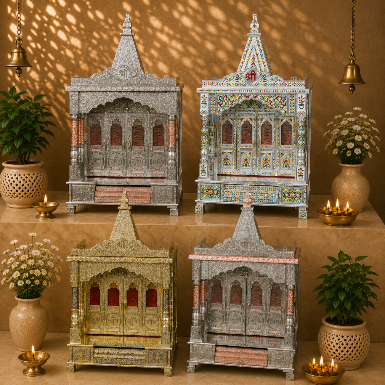Premium Temple Collection 15 x 21 Inch | Luxury Handcrafted Pooja Mandir for Home