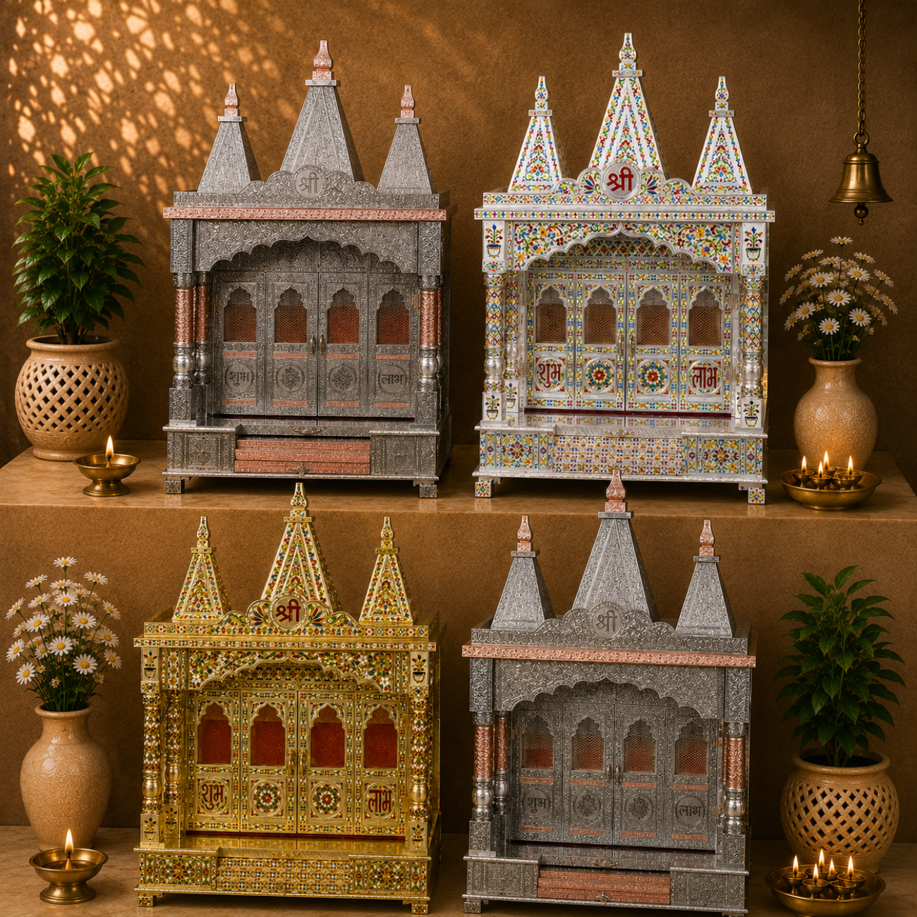 Premium Temple Collection 18 x 30 Inch | Luxury Handcrafted Pooja Mandir for Home