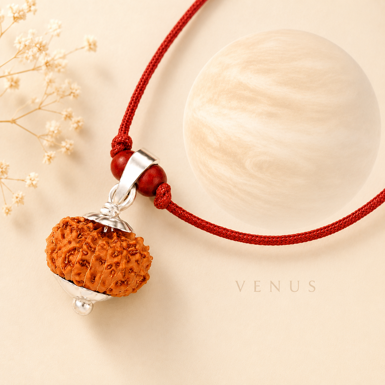 6 Mukhi Rudraksha from Java in Silver Caps | Original Six Mukhi Rudraksha Pendant
