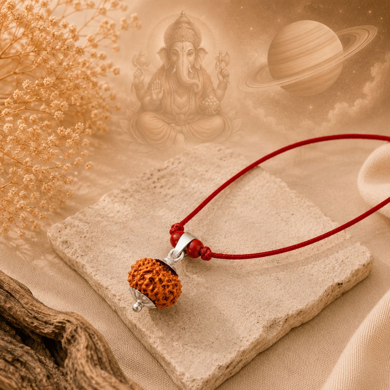 8 Mukhi Rudraksha from Java in Silver Caps | Original Eight Mukhi Rudraksha Pendant