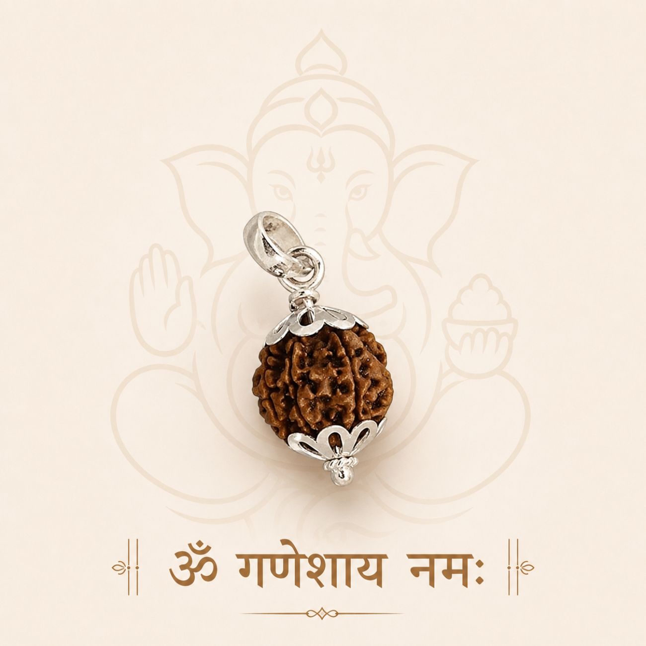 8 Mukhi Rudraksha from Nepal in Silver Caps | Original Eight Mukhi Rudraksha Pendant