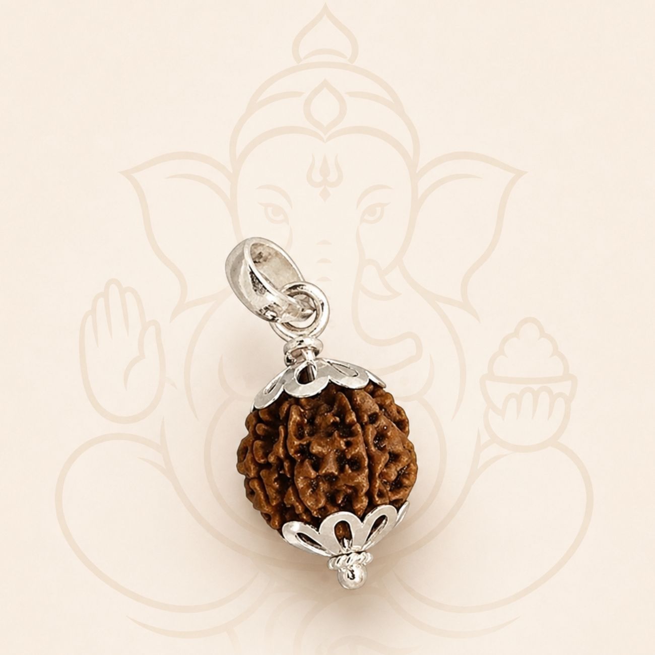 8 Mukhi Rudraksha from Nepal in Silver Caps | Original Eight Mukhi Rudraksha Pendant
