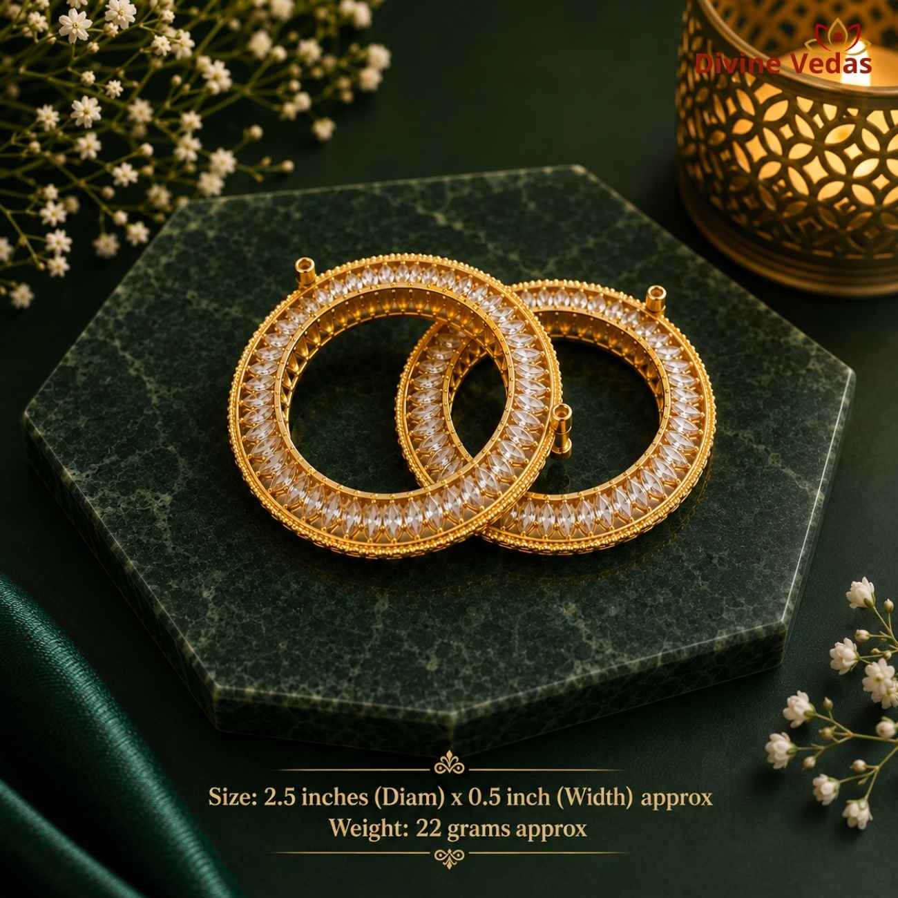 Gold Polished Sterling Silver Bangles for Deity Idols | God Murti Shringar Jewellery | Divine Vedas