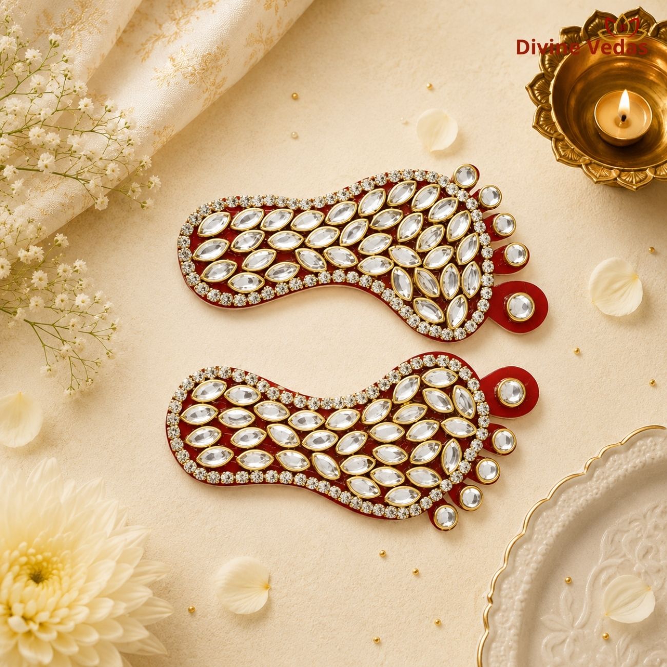 Decorative Laxmi Footprints with Elegant Stone Work