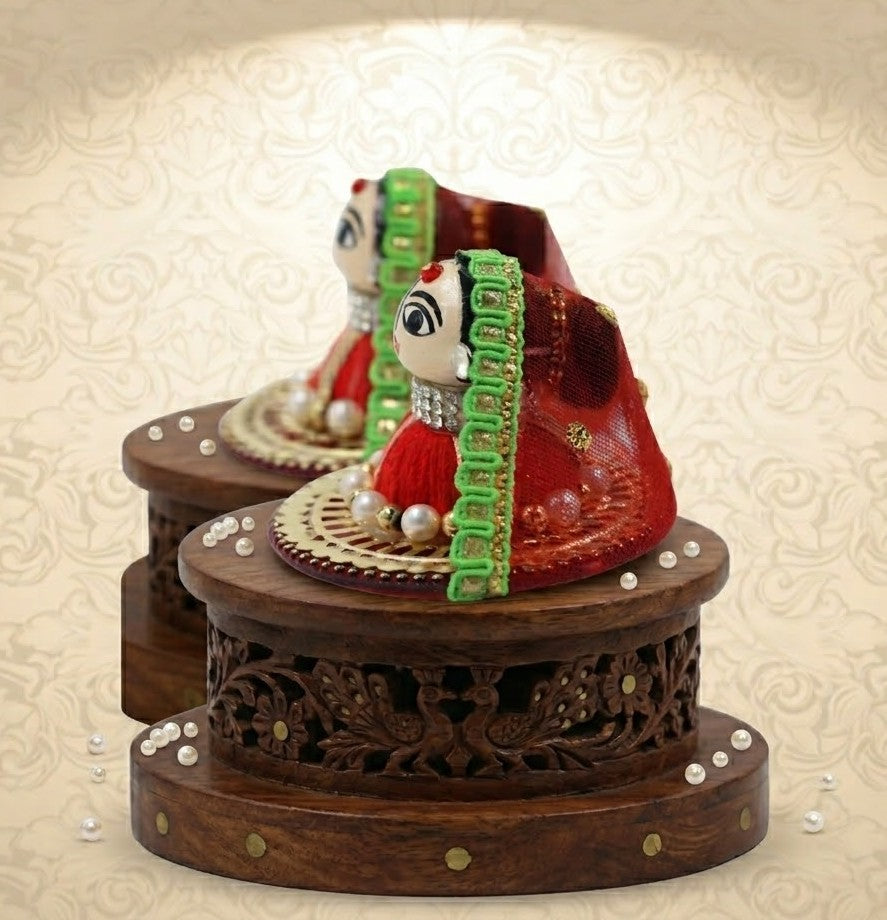 Designer Riddhi Siddhi Idol Pair with Pearl Detailing – Premium Ganesh Decor Set