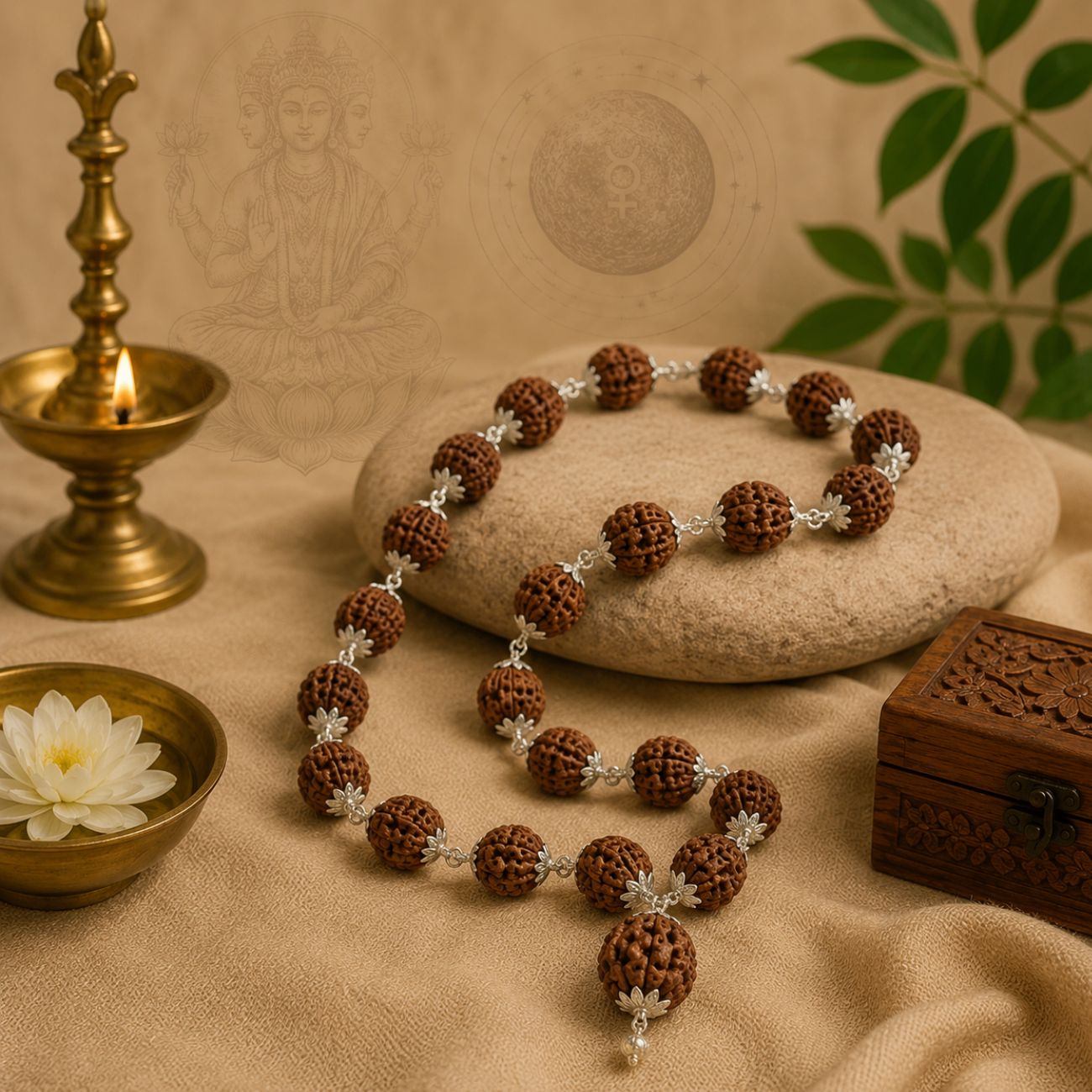 Four Mukhi Rudraksha Mala (27+1 Beads) | Original 4 Mukhi Rudraksha Mala