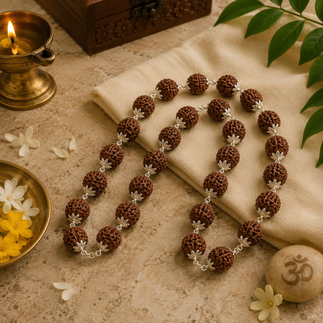 Four Mukhi Rudraksha Mala (27+1 Beads) | Original 4 Mukhi Rudraksha Mala