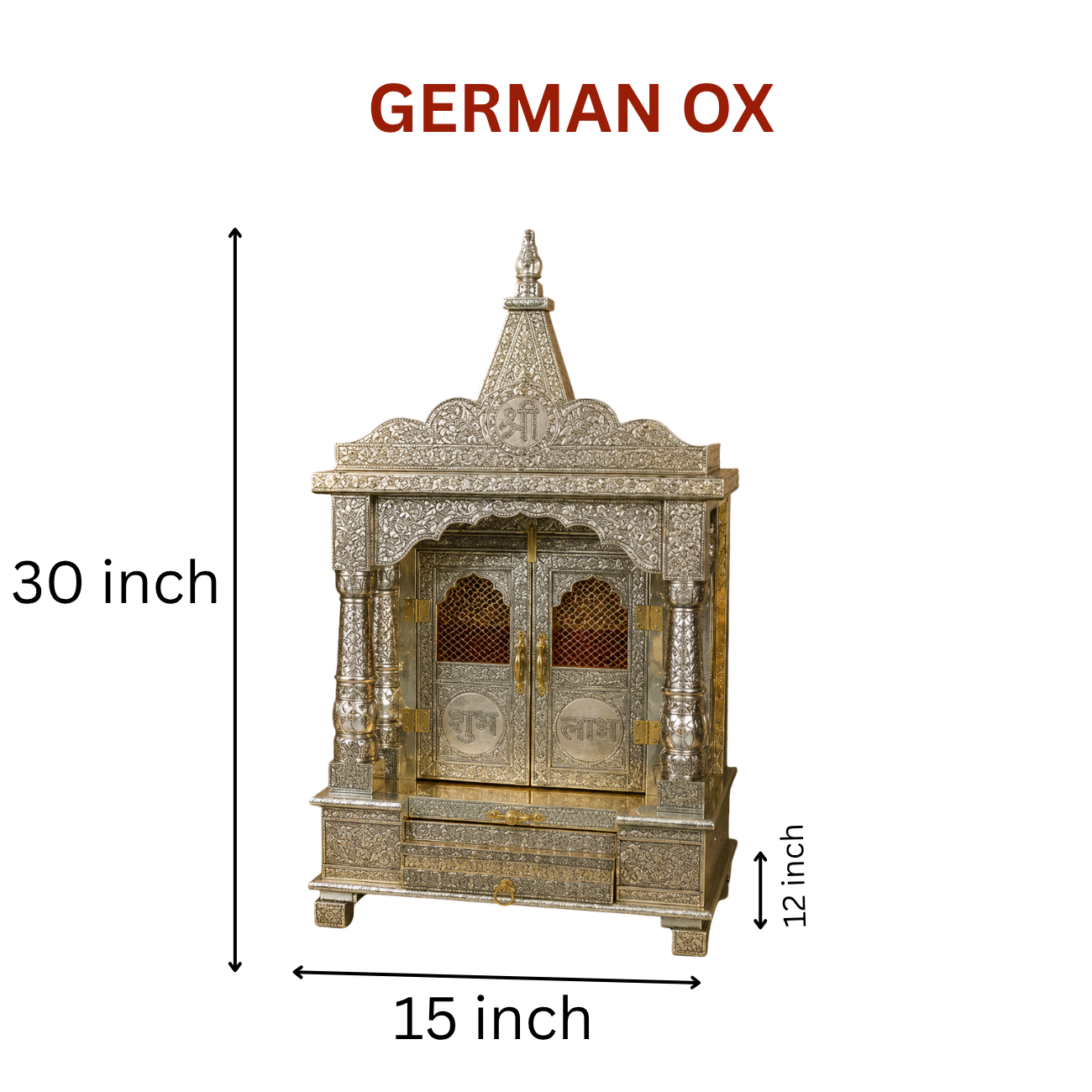 Premium Temple Collection 12 x 15 Inch | Handcrafted Pooja Mandir for Home