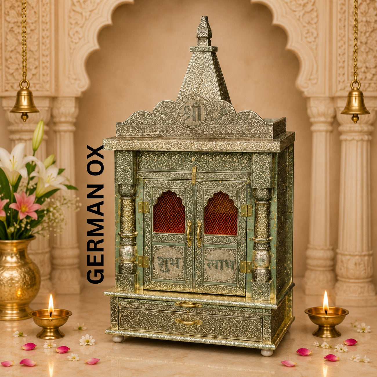 Luxury Handcrafted Pooja Mandir for Home – 9 x 15 Inch
