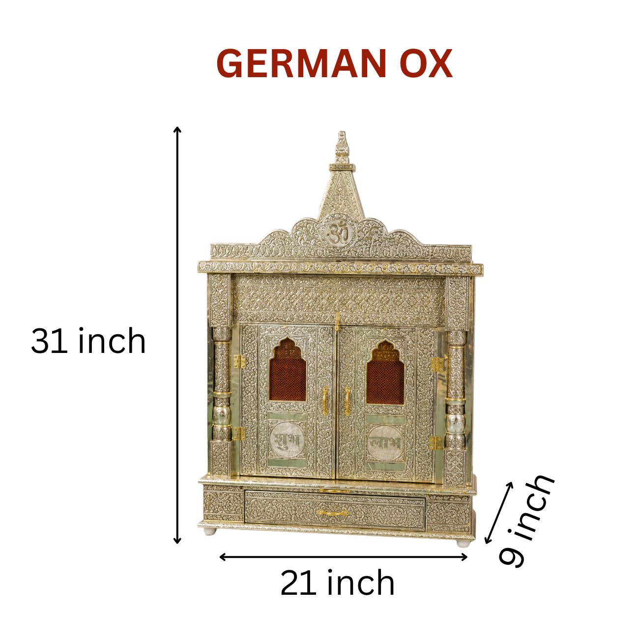 Premium Temple Collection 9 x 21 Inch | Luxury Handcrafted Pooja Mandir for Home