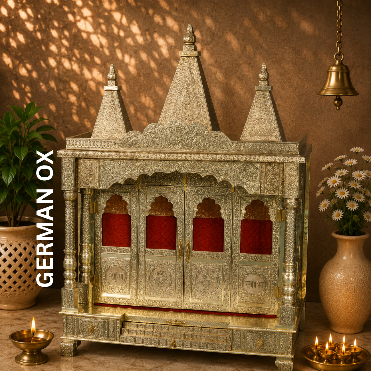 Premium Temple Collection 18 x 30 Inch | Luxury Handcrafted Pooja Mandir for Home