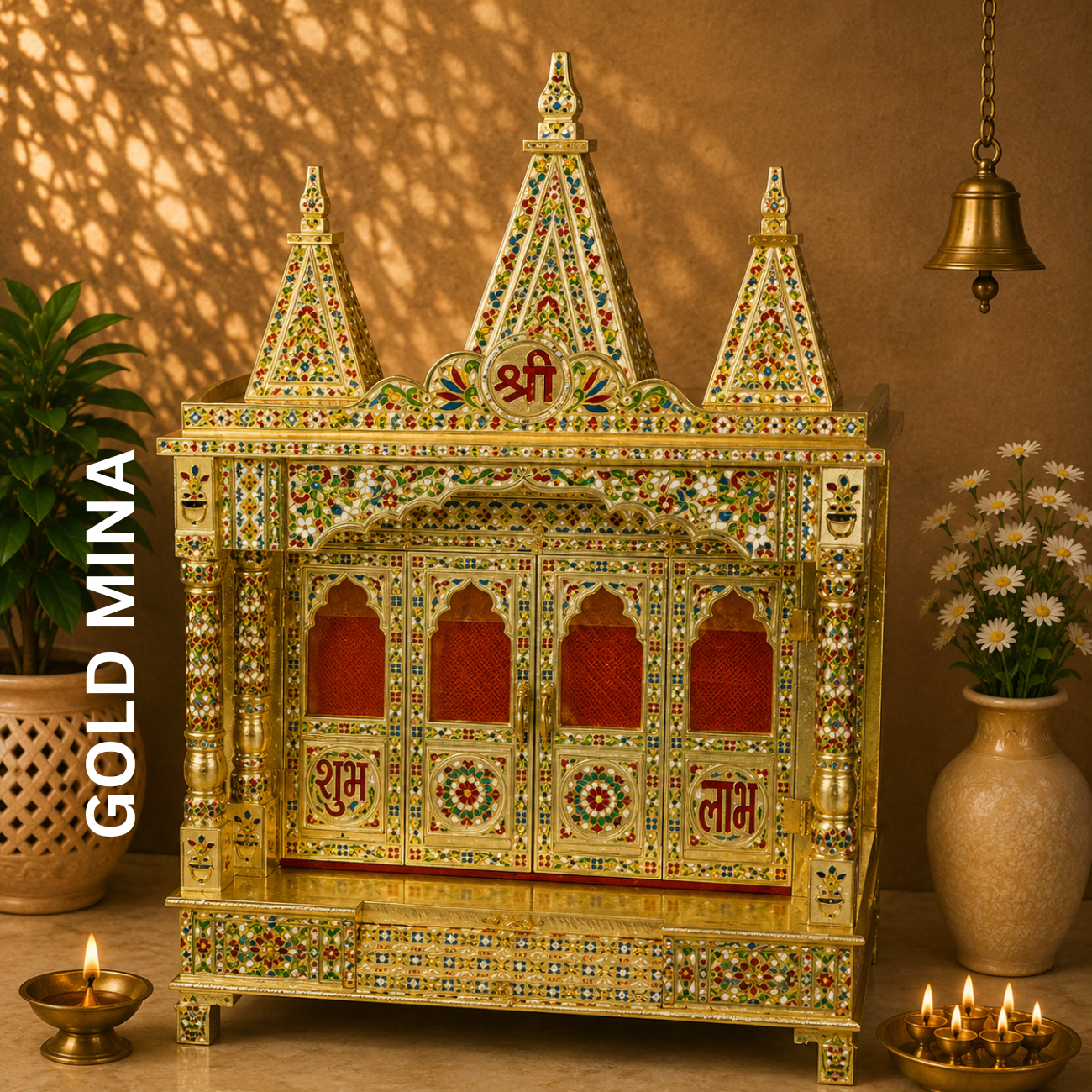 Premium Temple Collection 18 x 30 Inch | Luxury Handcrafted Pooja Mandir for Home