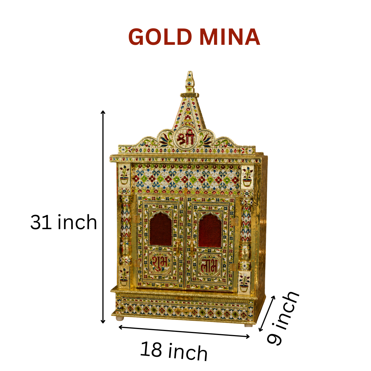 Premium Temple Collection 9 x 18 Inch | Luxury Handcrafted Pooja Mandir