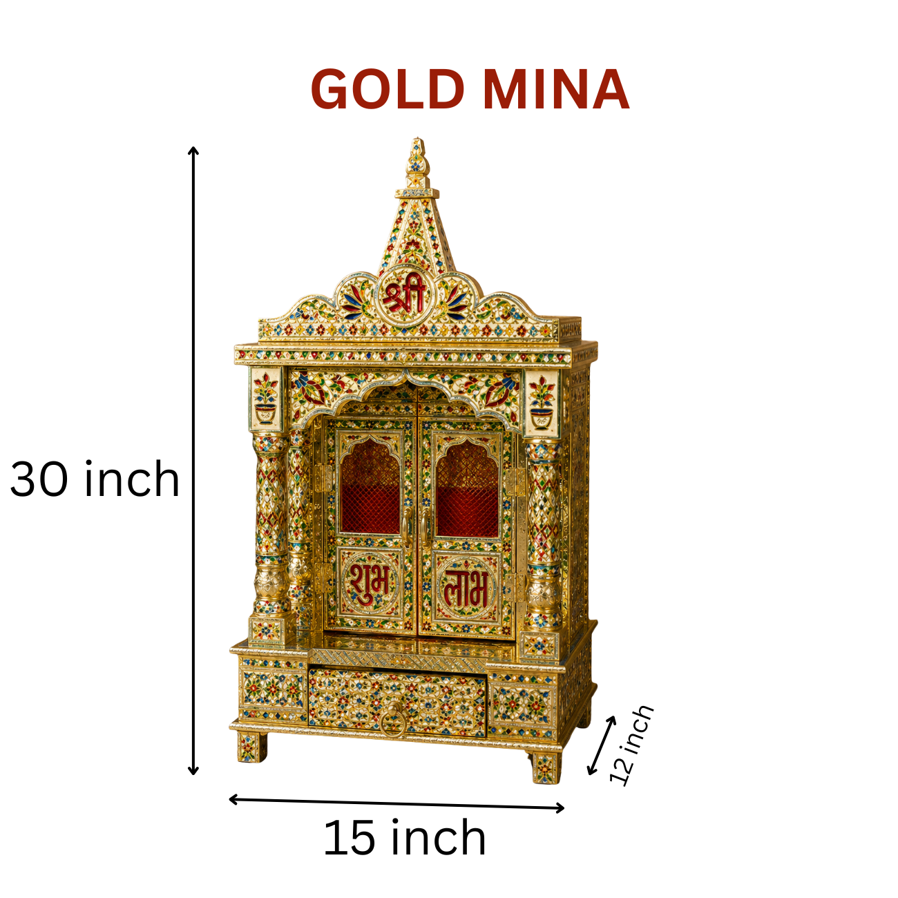 Premium Temple Collection 12 x 15 Inch | Handcrafted Pooja Mandir for Home