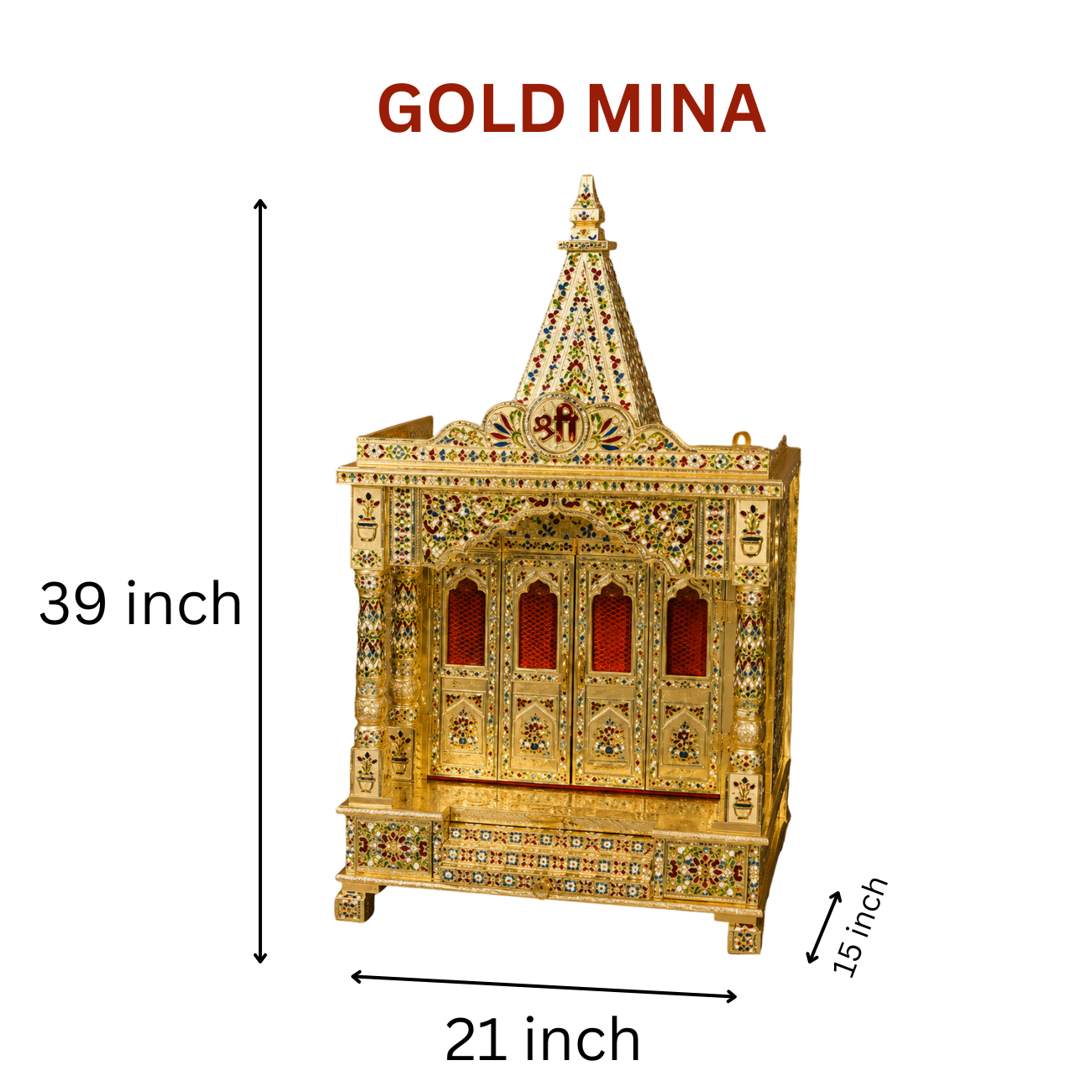 Premium Temple Collection 15 x 21 Inch | Luxury Handcrafted Pooja Mandir for Home