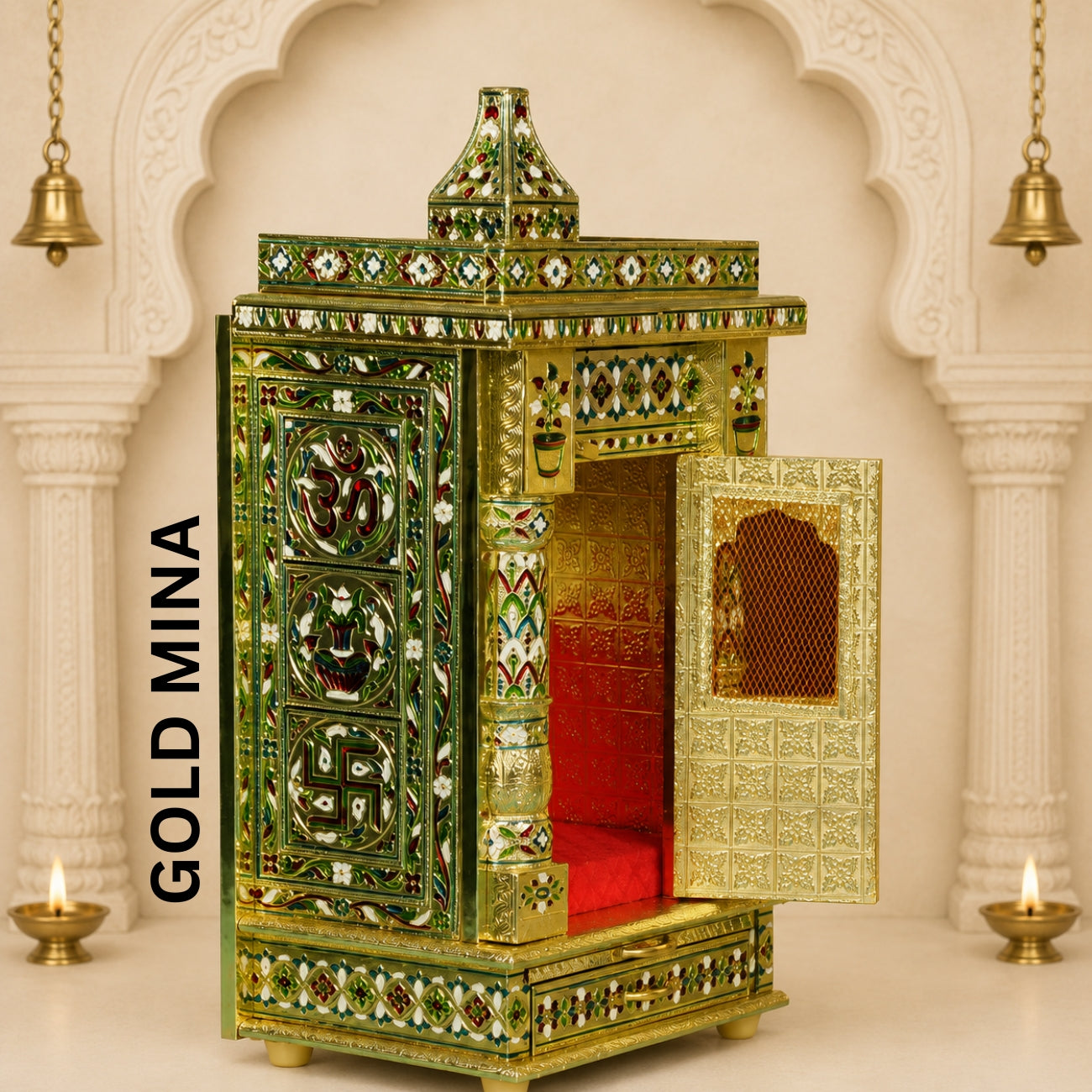 Premium Temple Collection 7 x 10 Inch | Handcrafted Pooja Mandir for Home