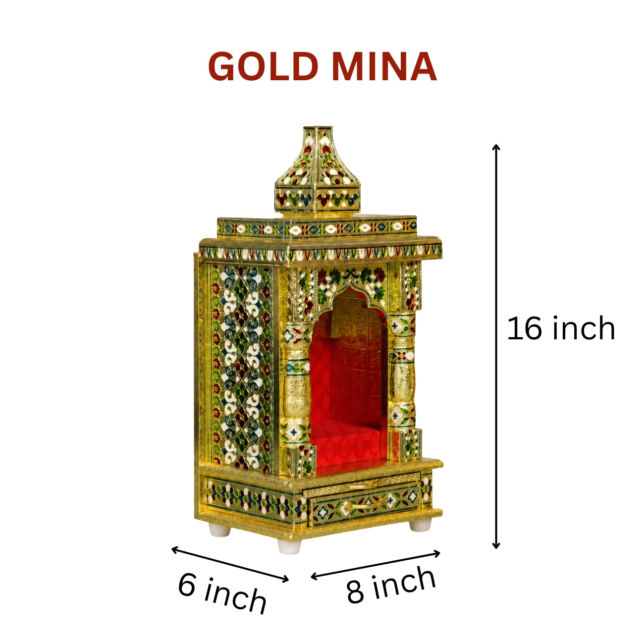 Premium Temple Collection 6 x 8 Inch | Luxury Pooja Mandir for Home