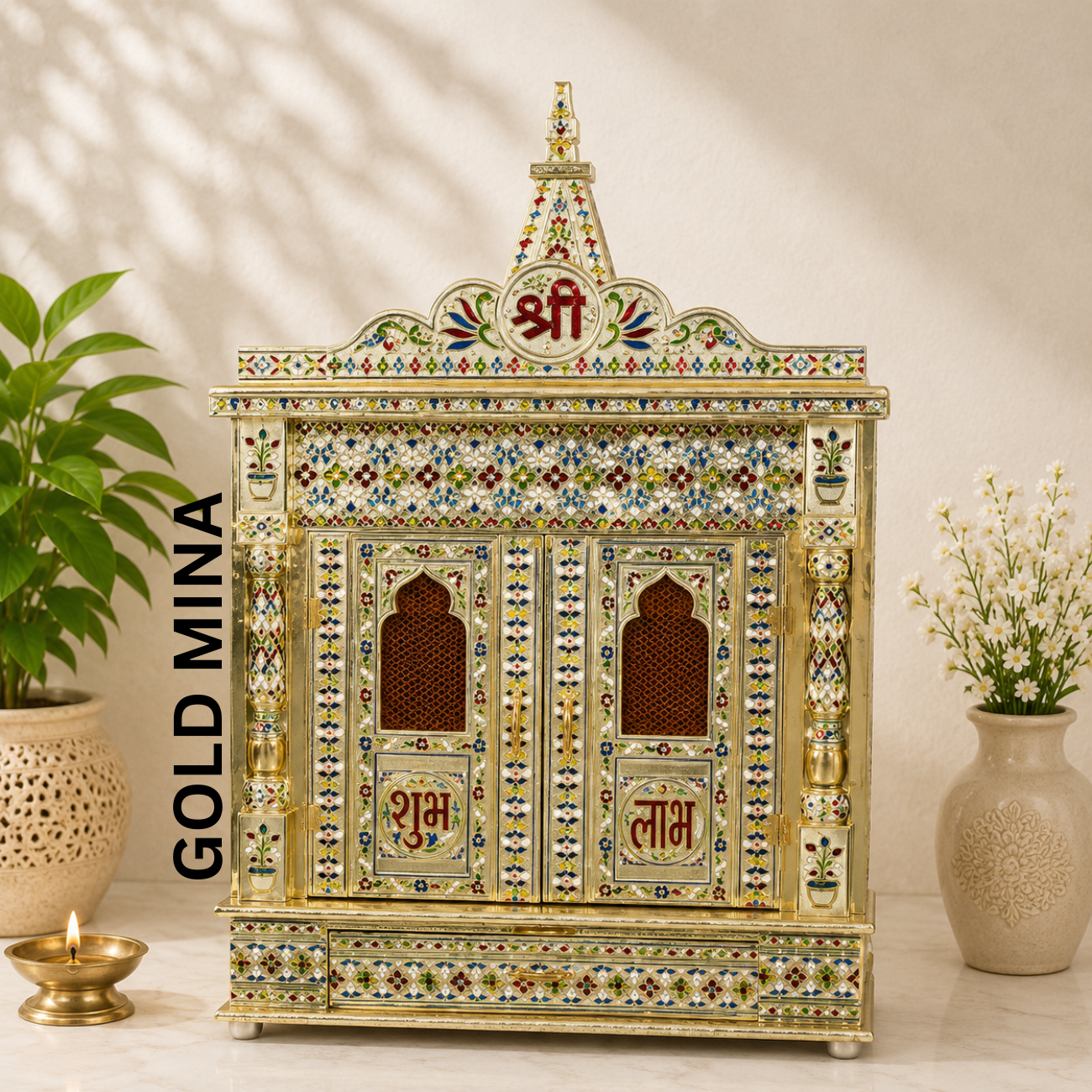 Premium Temple Collection 9 x 21 Inch | Luxury Handcrafted Pooja Mandir for Home
