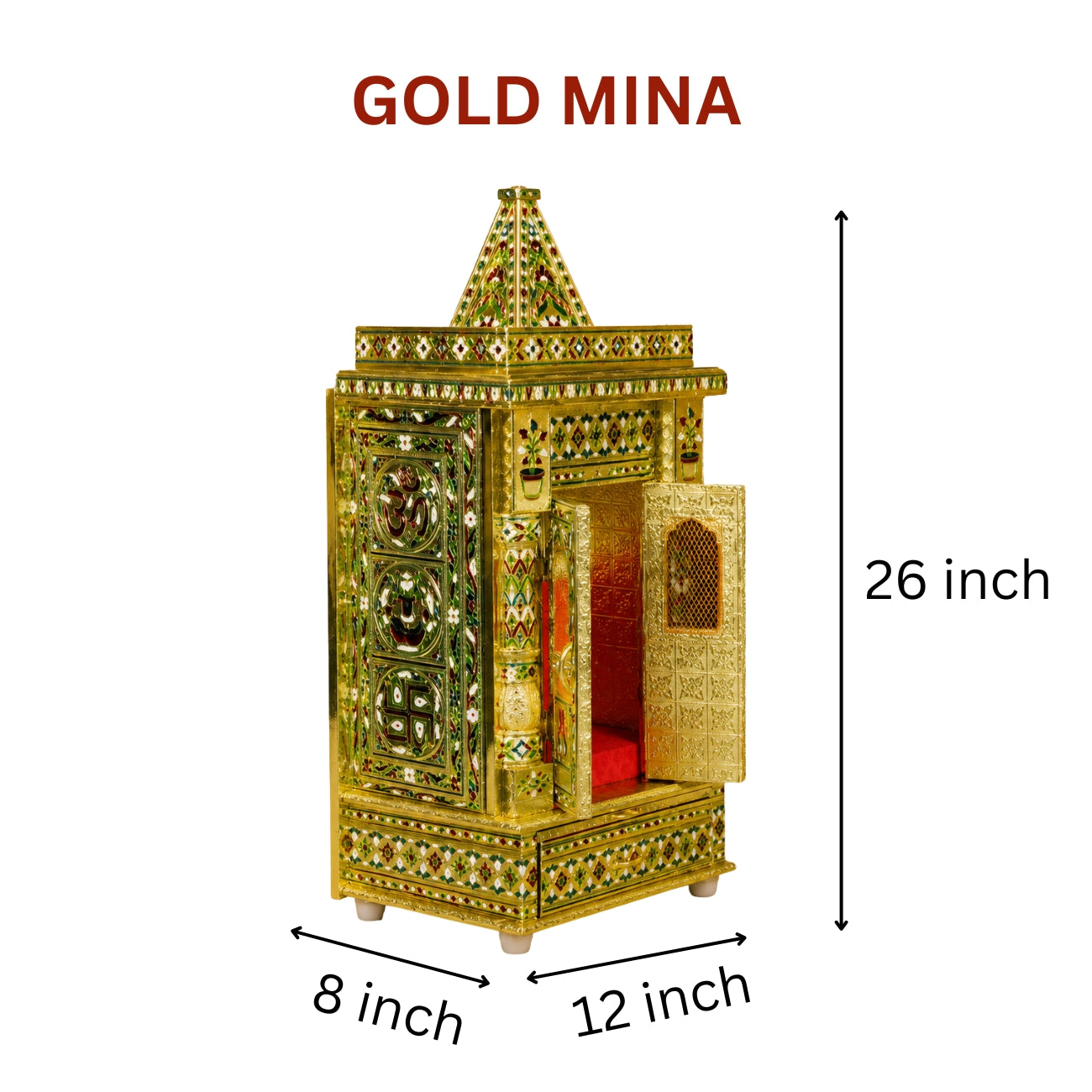 Premium Temple Collection 8 x 12 Inch | Luxury Pooja Mandir for Home