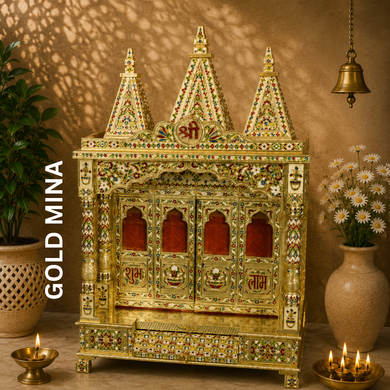Premium Temple Collection 15 x 24 Inch | Luxury Handcrafted Pooja Mandir for Home
