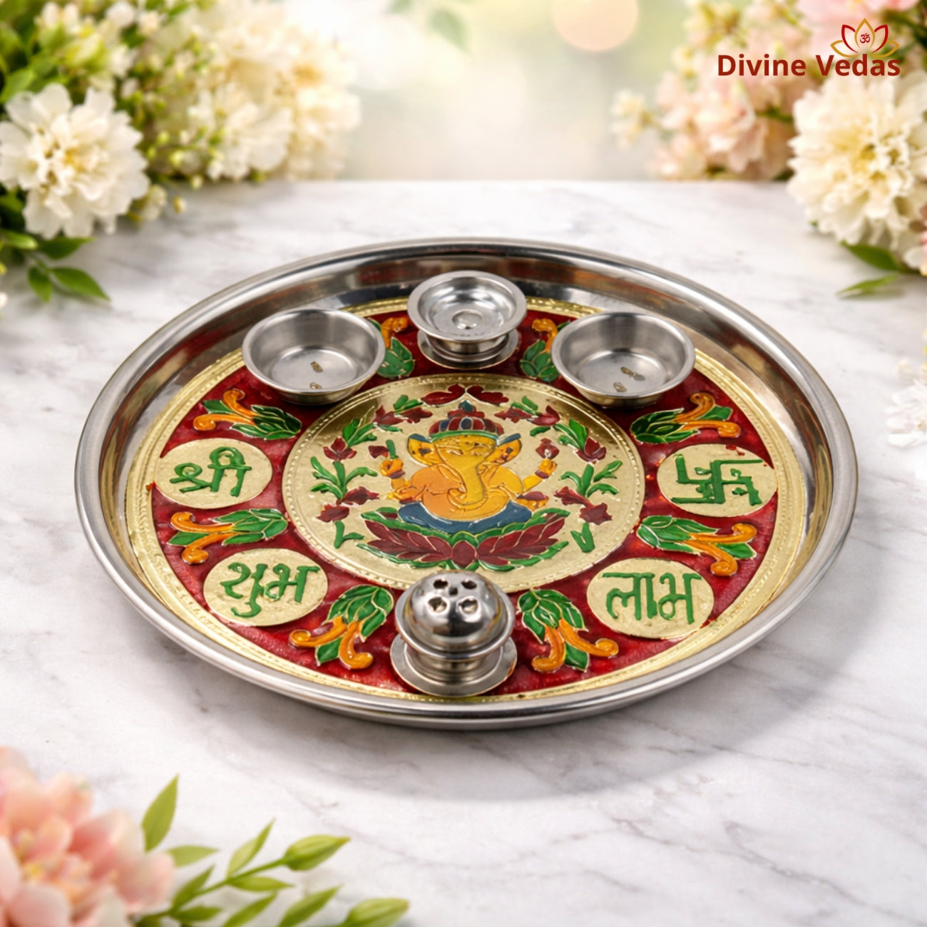 Ganesh Ji Aarti Thali – Designer Pooja Plate for Daily Worship