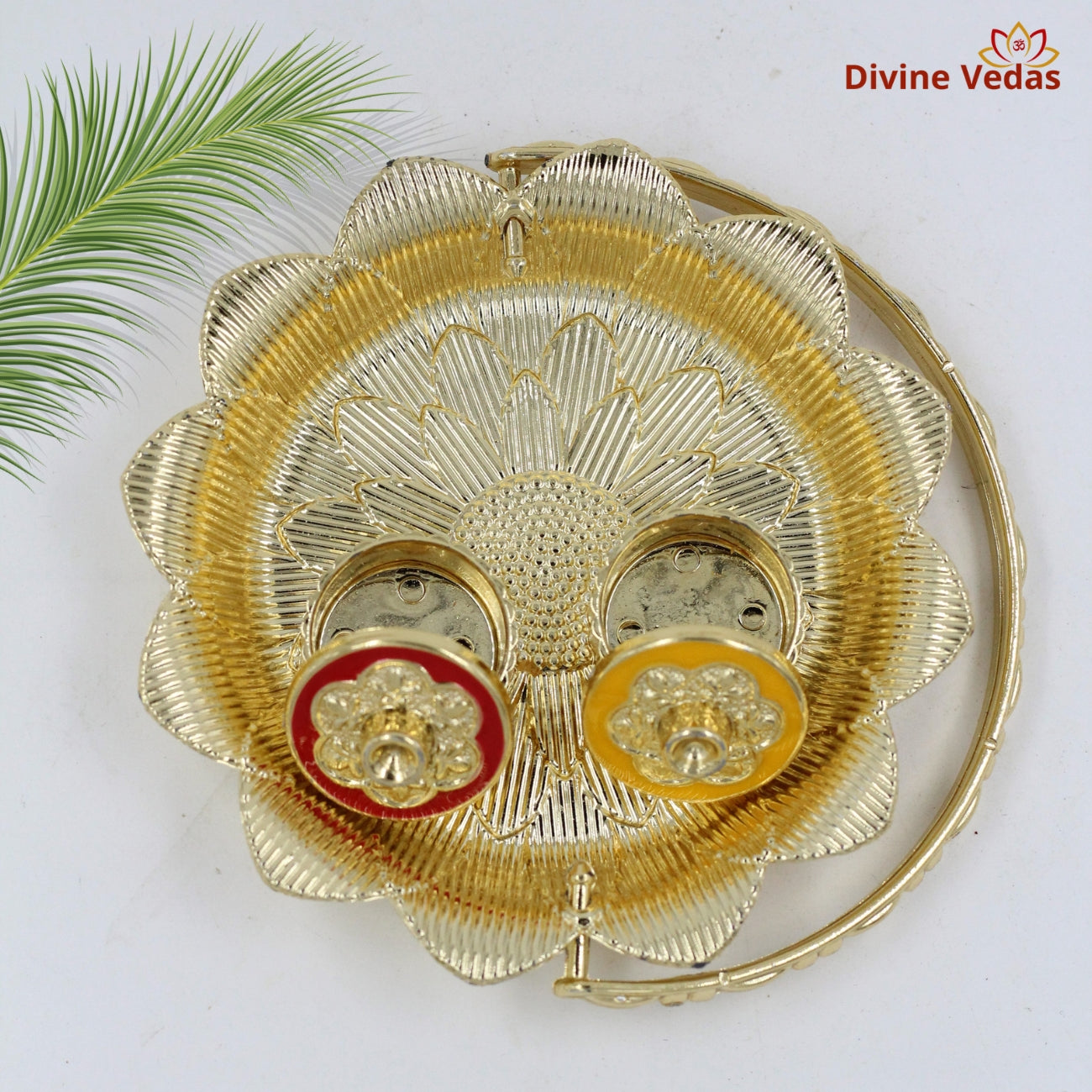 GoldeGolden Lotus Haldi Kumkum Container – Premium Pooja Storage Box