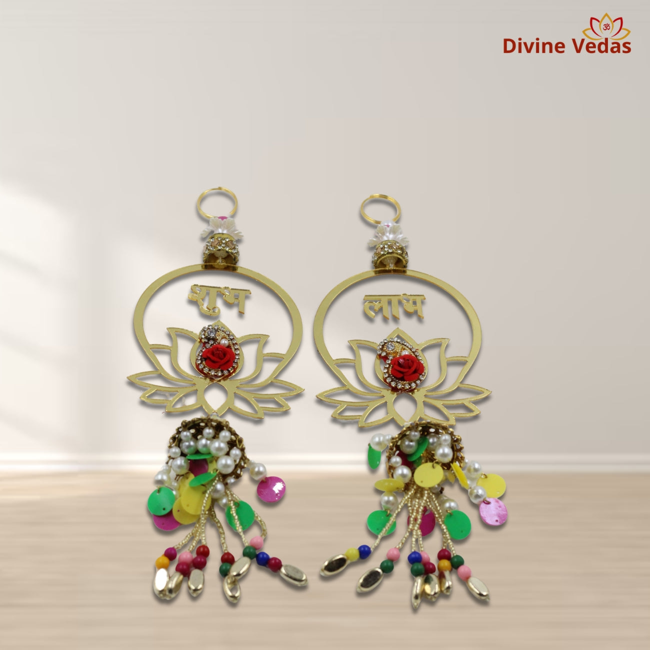 Golden Lotus Shubh Labh Hangings – Premium Auspicious Door Decor Set