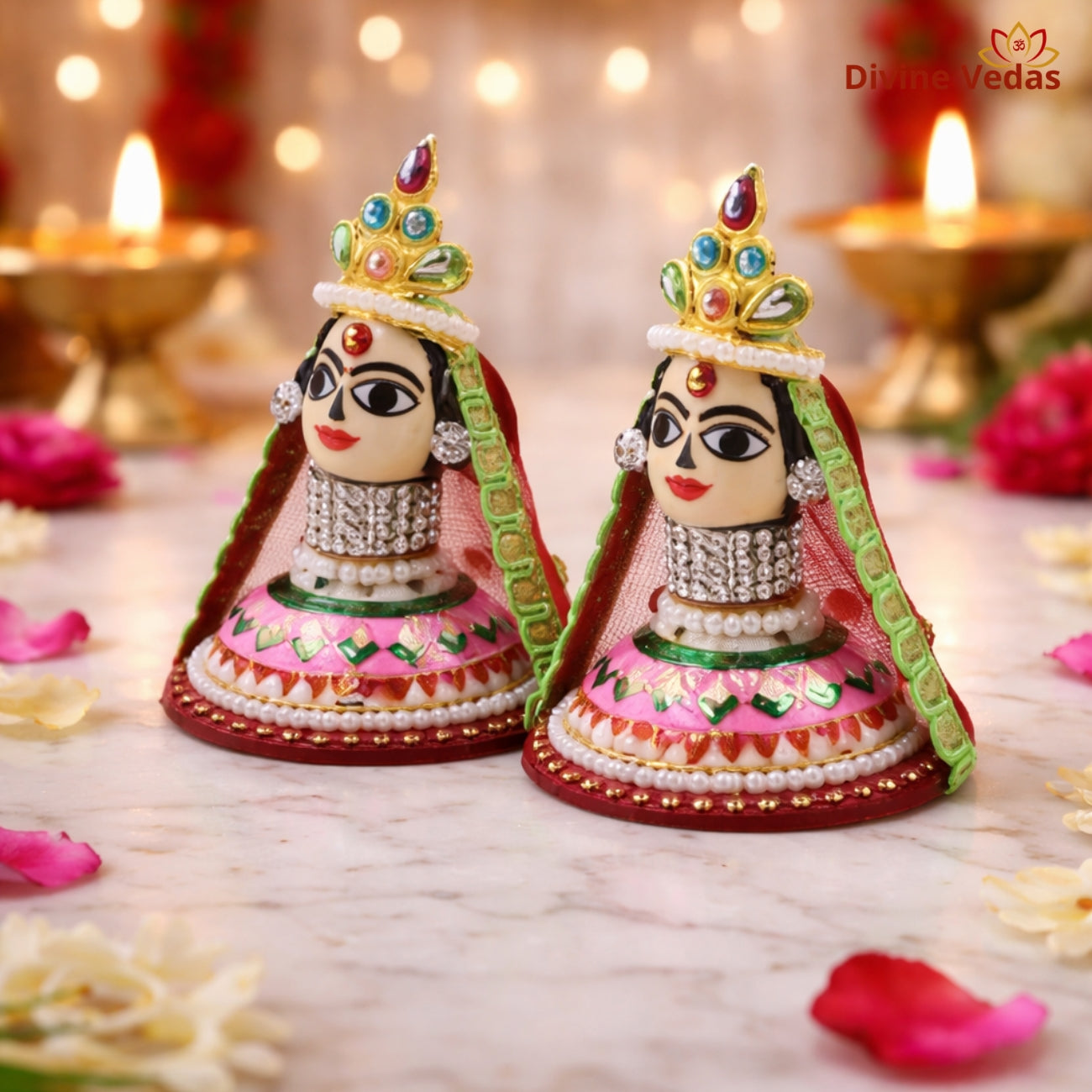 Handmade Riddhi Siddhi Decorative Idol Set – Premium Ganesh Decor for Pooja Room