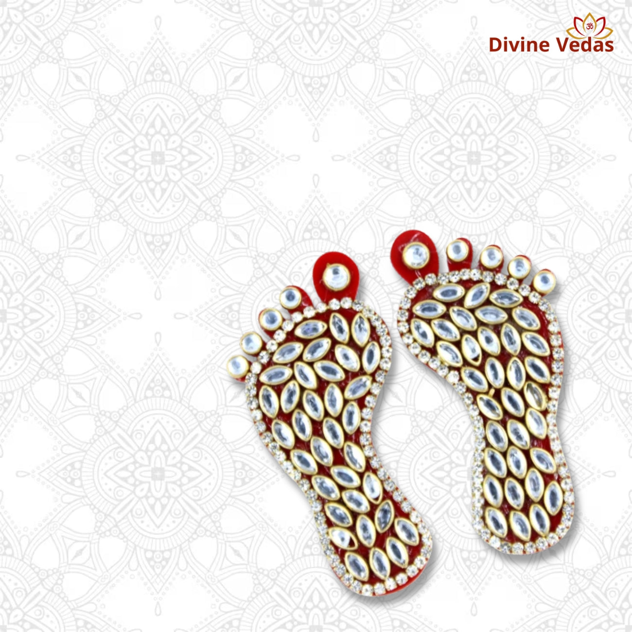 Jeweled Lakshmi Charan Paduka – Premium Auspicious Pooja Decor