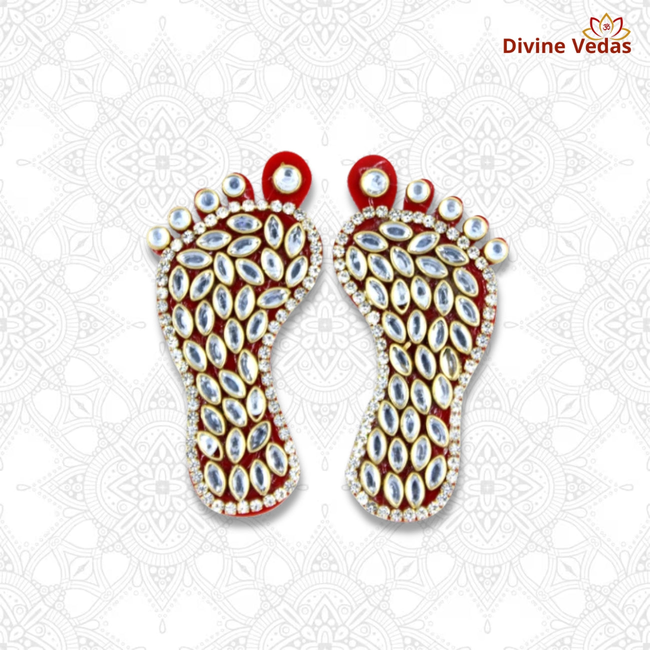 Jeweled Lakshmi Charan Paduka – Premium Auspicious Pooja Decor