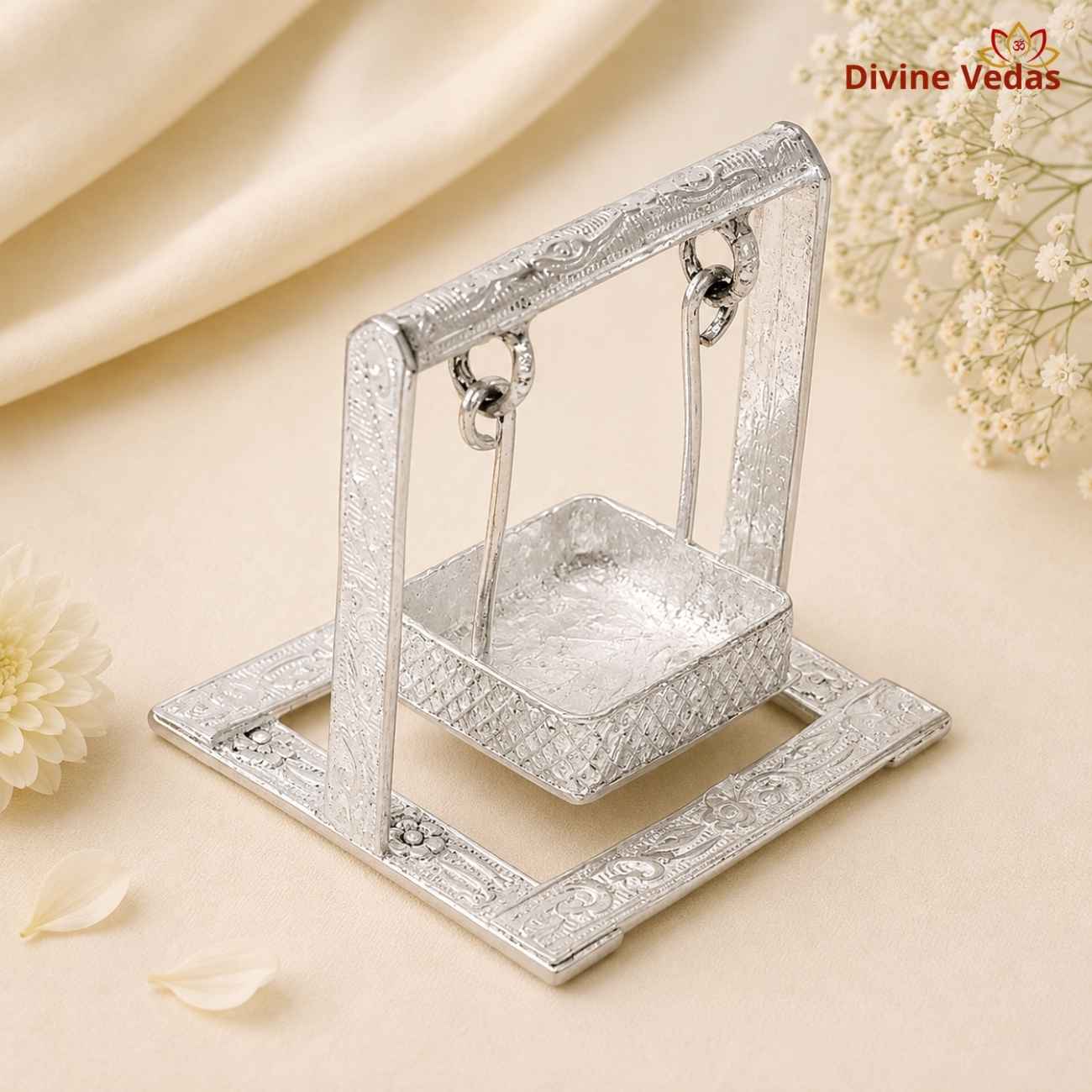 Silver Jhula Palna 21g | Chandi Jhula for Laddu Gopal & Krishna | Divine Vedas