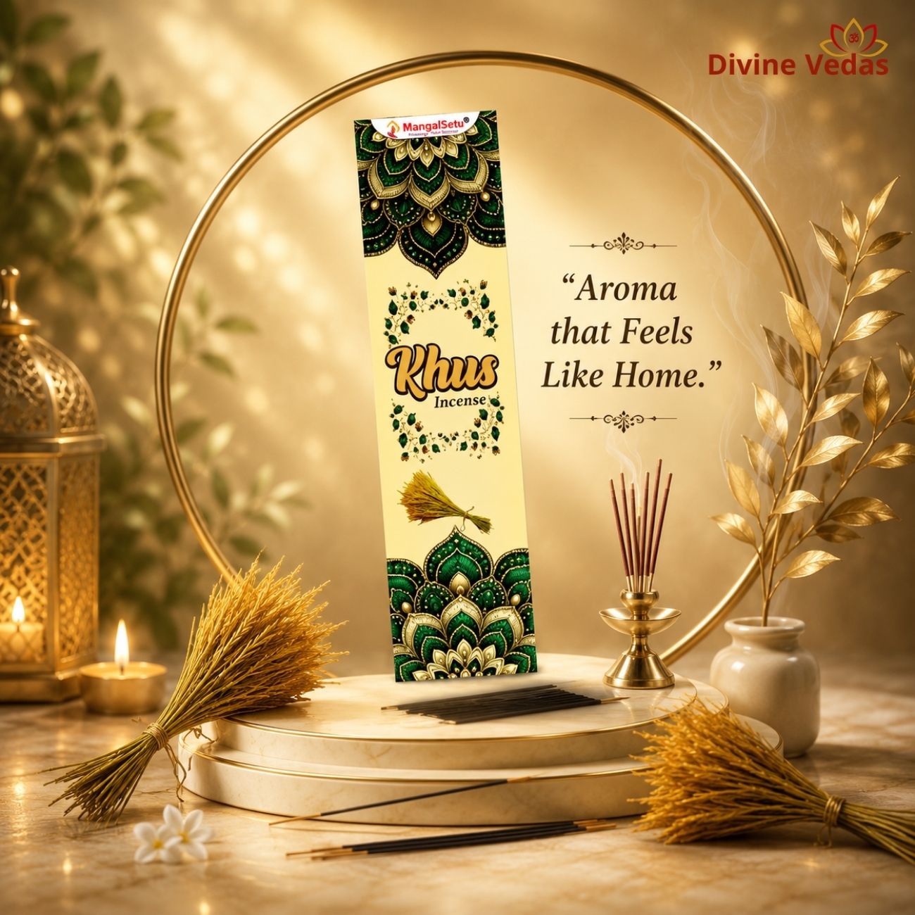 Khus Incense Sticks (Agarbatti) – Premium Vetiver Fragrance for Puja, Meditation & Home