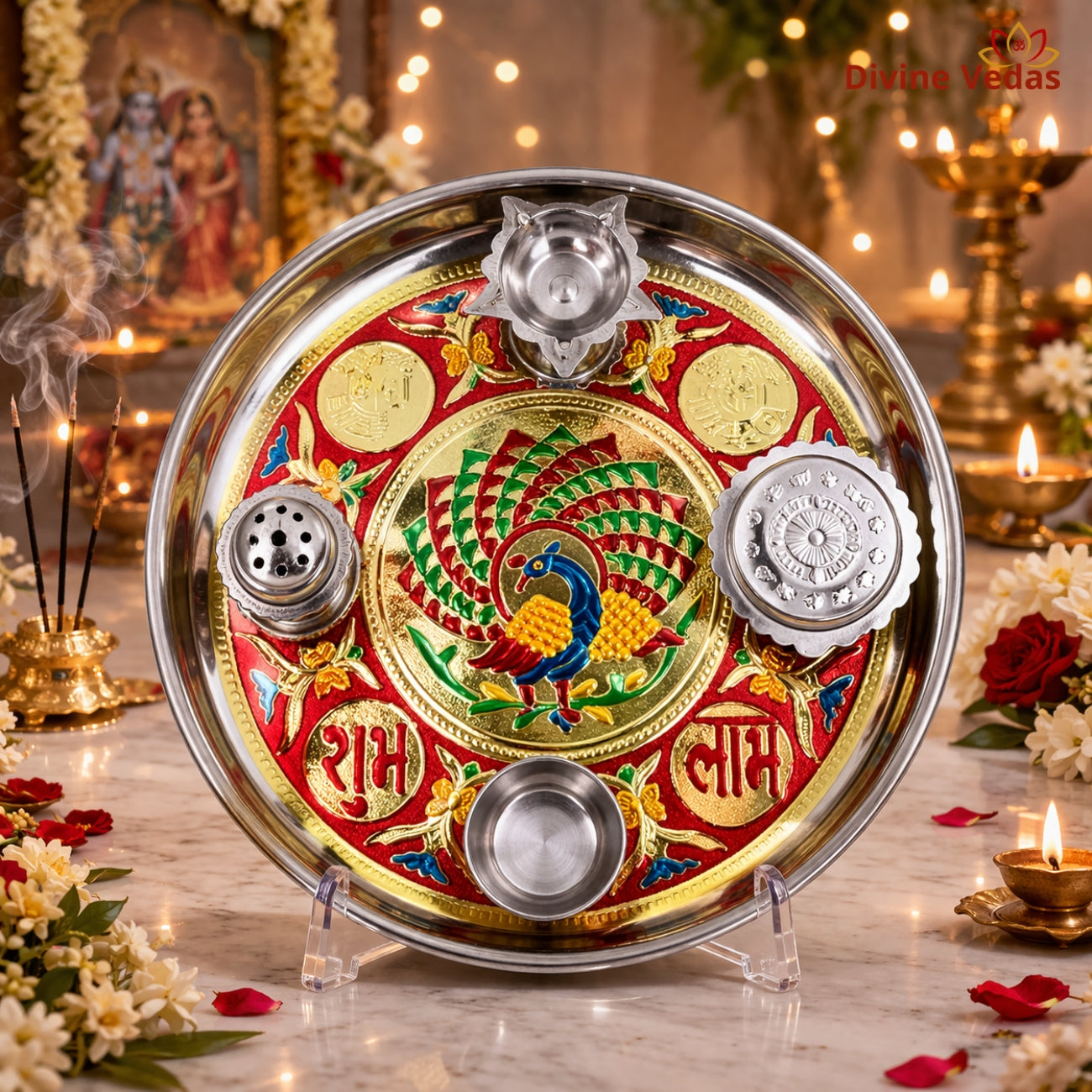 Mayur Meenakari Pooja Thali