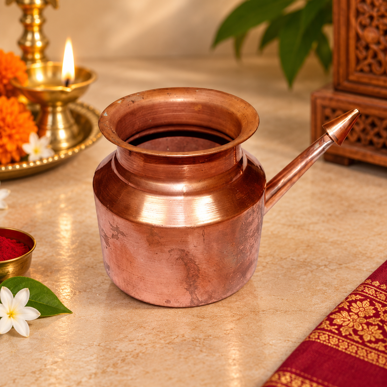 Copper Neti Patra for Traditional Ritual & Pooja Use | Divine Vedas