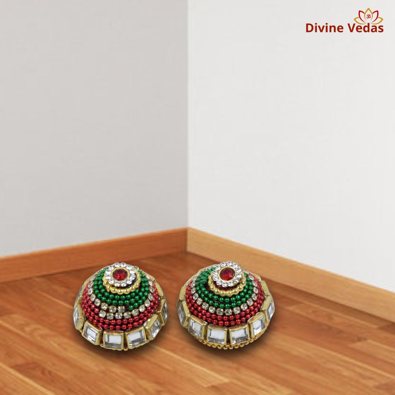 Designer Puja Supari with Crystal and Multicolor Bead Detailing