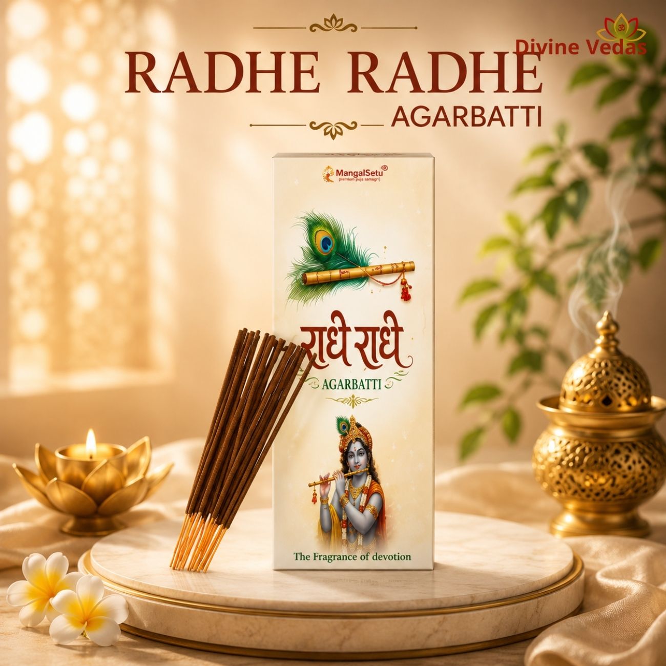 Radhe Radhe Incense Sticks – Breath of Devotion Premium Agarbatti for Puja, Meditation & Spiritual Rituals