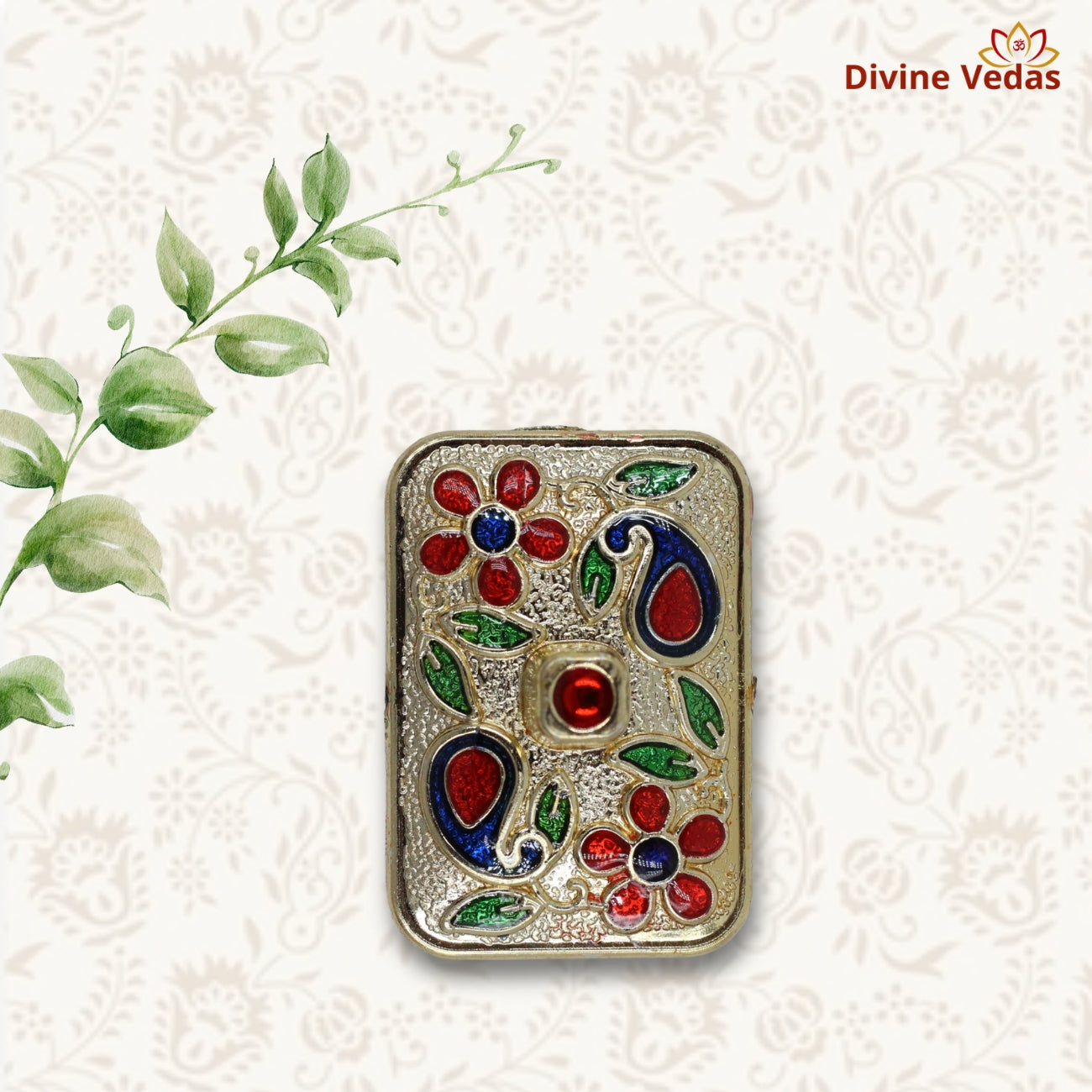 Rectangular Enamel Kumkum Dibbi – Premium Haldi Kumkum Storage Box