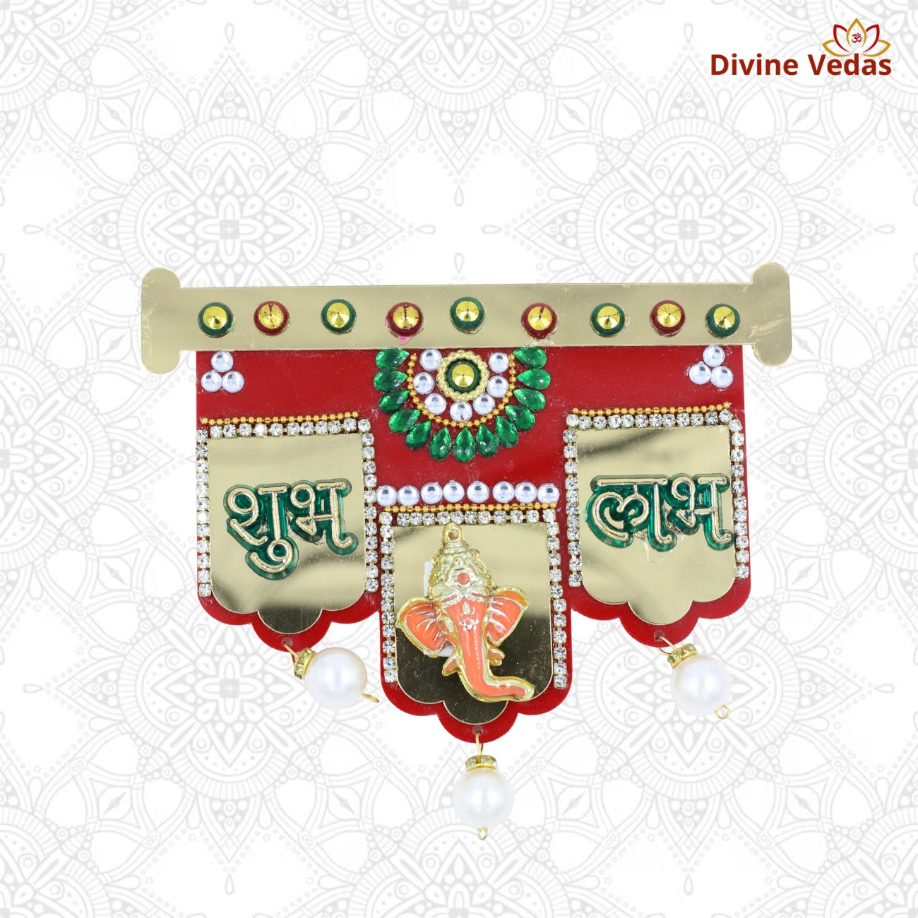 Red Acrylic Shubh Labh with Ganesh Decorative Door Hanging – Premium Entrance Decor