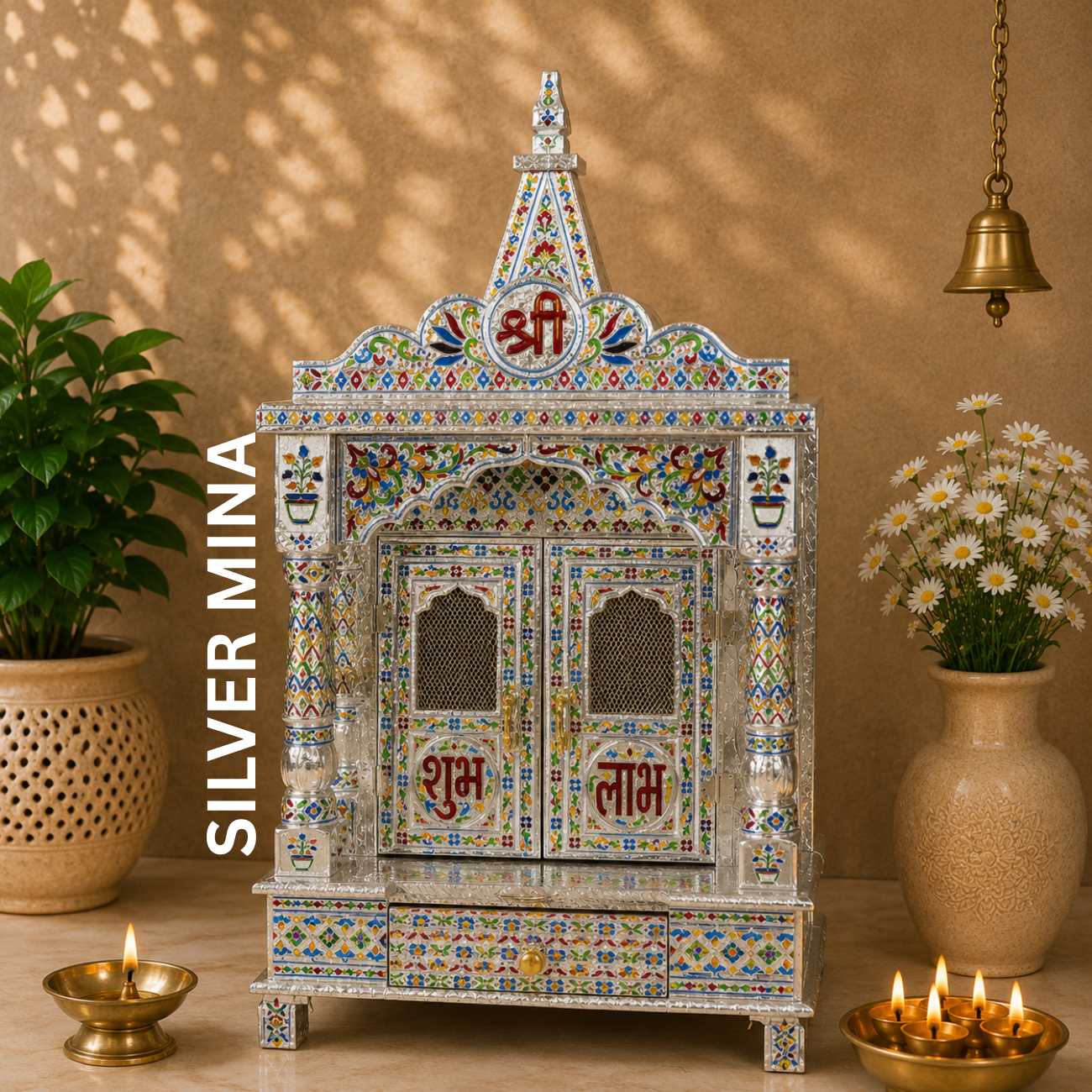 Premium Temple Collection 12 x 15 Inch | Handcrafted Pooja Mandir for Home