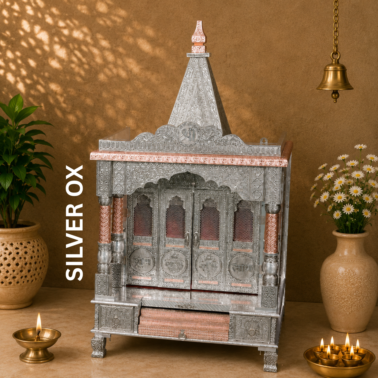 Premium Temple Collection 15 x 21 Inch | Luxury Handcrafted Pooja Mandir for Home