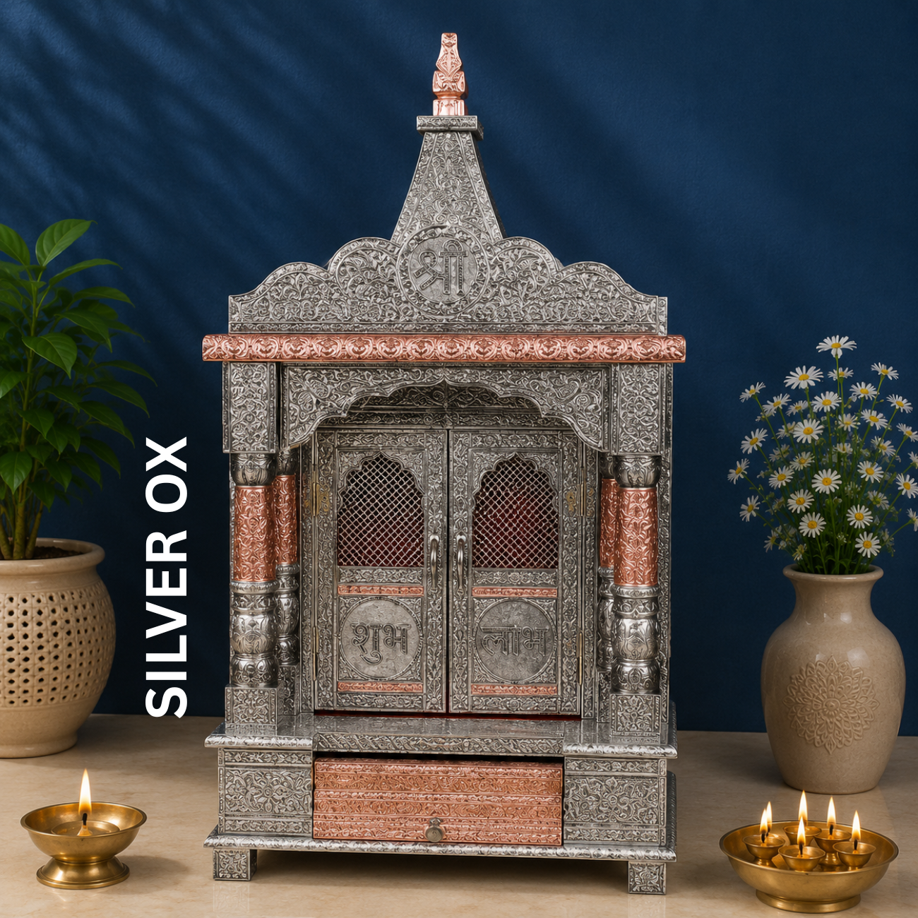 Premium Temple Collection 12 x 18 Inch | Luxury Handcrafted Pooja Mandir for Home