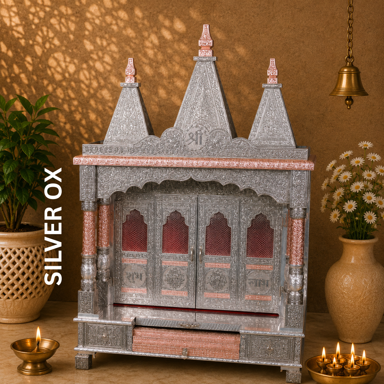 Premium Temple Collection 15 x 24 Inch | Luxury Handcrafted Pooja Mandir for Home