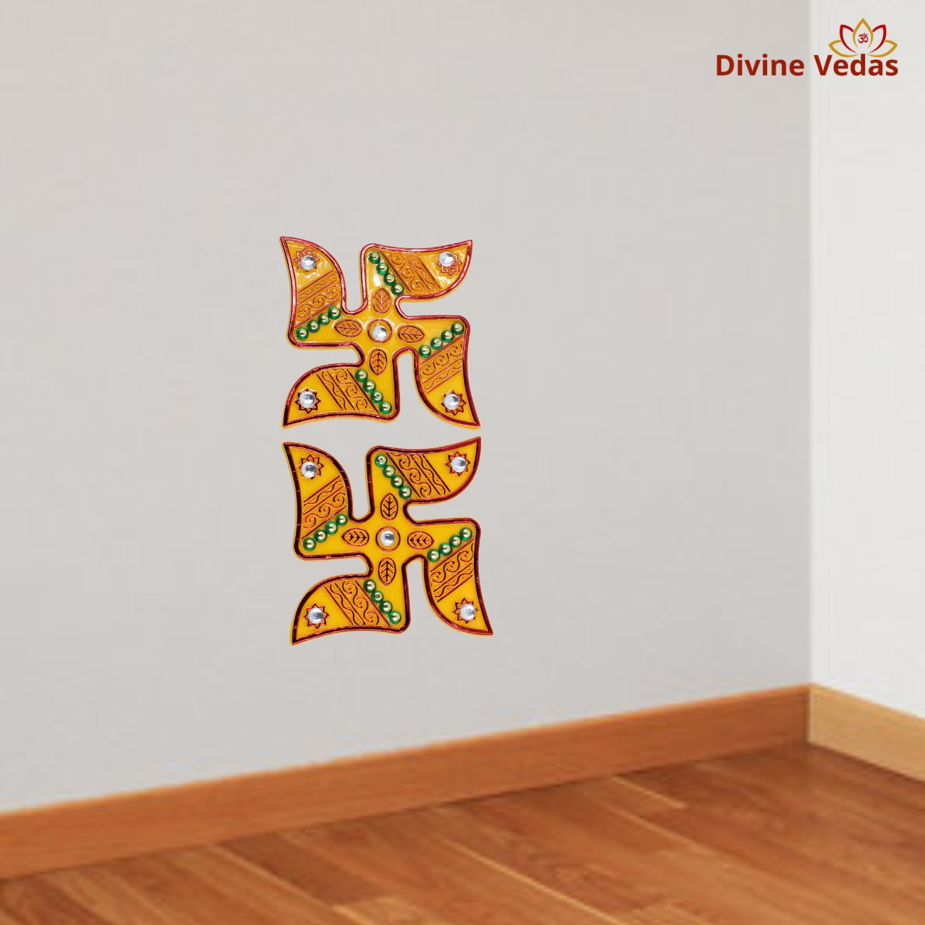 Swastik Symbol with Bead and Stone Design
