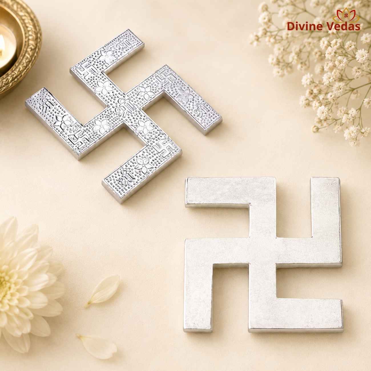 Swastik Symbol in Silver 20g | Chandi Swastik for Pooja, Home Mandir & Vastu | Divine Vedas