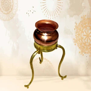 Abhishek Pot with Brass Tripod Stand for Shivling Puja | Divine Vedas
