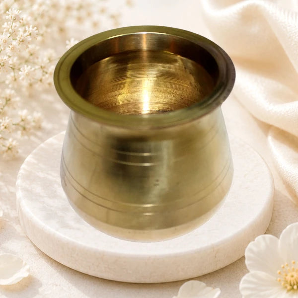 Brass Kalash With Line Design for Puja & Rituals | Divine Vedas