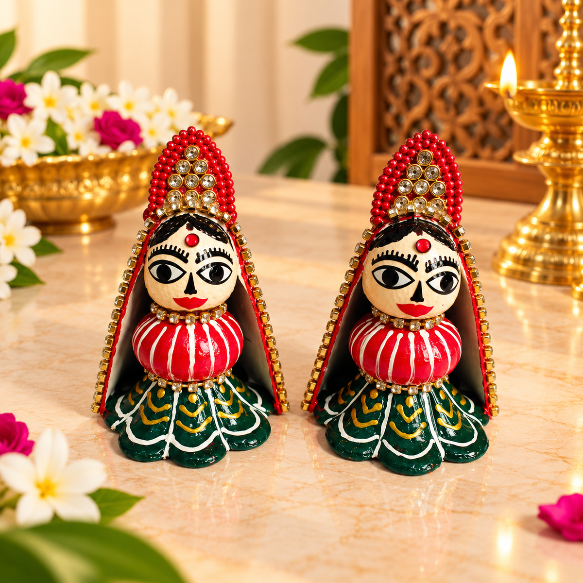 Riddhi Siddhi Decorative Idol Set | Handcrafted Ganpati Pooja & Home Mandir Decor